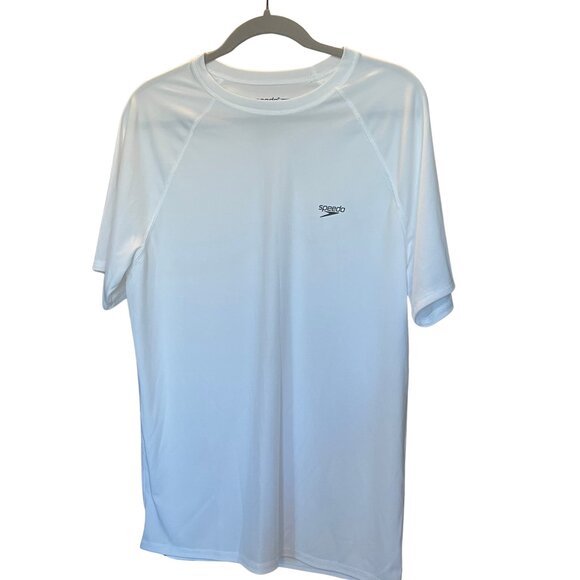 Speedo Men’s White Short Sleeve Rash Guard Swim Shirt | Size M - Picture 1 of 3
